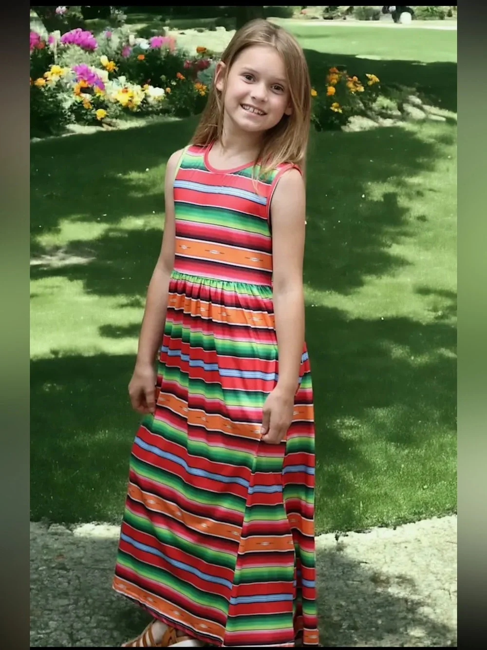 Bright Mulicolor Girls' Striped Maxi Dress NIP